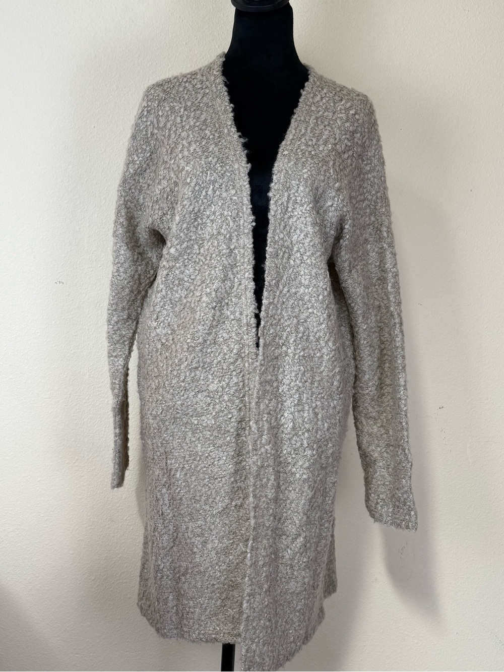 Teddy Bear Cardigan Sweater L Tan Longline Open Wool Blend Australia